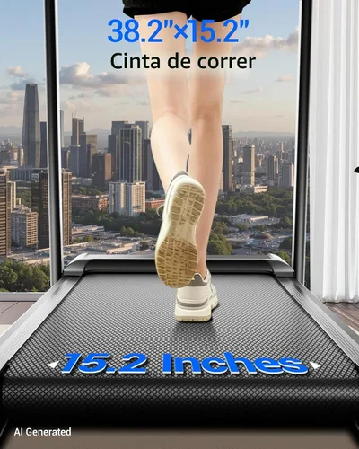 Vista 7 de Cintas de correr inclinadas 15% plegables para el hogar, 12 modos automáticos Cinta de correr con asa, cinta de correr silenciosa de 3.0 HP, tres