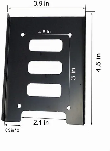 Vista 2 de Soporte de disco duro SSD 2.5 a 3.5 Soporte de montaje Adaptador de disco duro (paquete de 2) (negro)