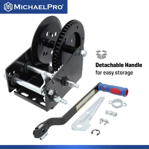 Vista 6 de MichaelPro MP009093 2500lbs Heavy Duty Hand Winch para Automotriz, Barco, Remolque