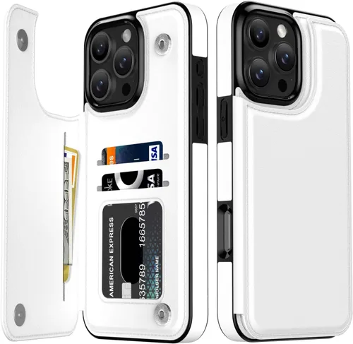 Vista 236 de LETO para iPhone 15 Pro Funda tipo cartera - Tapa tipo folio con patada - Diseños de moda - Tarjetero - Funda protectora para mujeres y niñas - 6.1