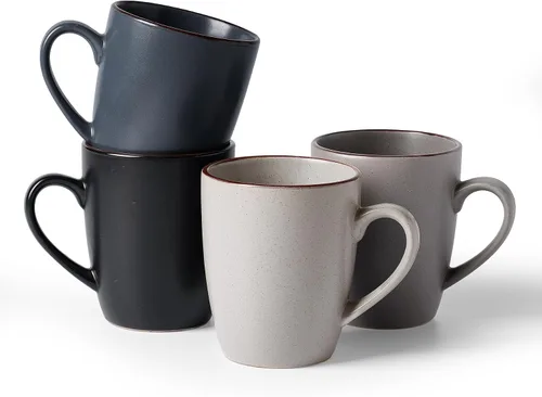 Vista 14 de famiware Venus - Tazas de café para 4, juego de tazas de 12 onzas, taza para beber con asa para café, té, cacao, leche, carbón
