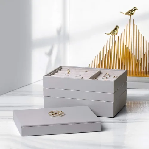 Vista 5 de Vlando - Bandeja apilable para joyas, multiusos, almacenamiento y organizador para aretes, collares, pulseras, anillos.