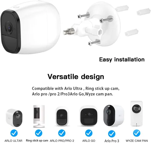 Vista 2 de 【Última versión】 Soporte de pared ajustable para interiores y exteriores para Arlo Essential/XL Gen 2/Pro/2/3/4/Arlo Pro 5s/Ultra/, eufyCam 2C/2C