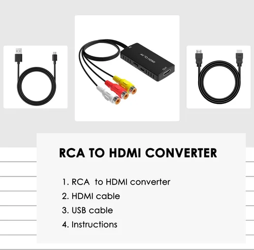 Vista 6 de Dingsun Convertidor RCA a HDMI, adaptador AV a HDMI, convertidor de audio compuesto/CVBS/video compatible 1080P/720P para HD