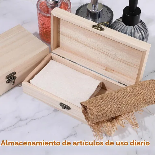 Vista 7 de Paquete de 10 cajas de madera con tapa con bisagras, caja de madera sin terminar para manualidades, cajas grandes de madera sin pintar