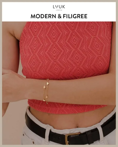 Vista 2 de LUUK LIFESTYLE Pulsera de acero inoxidable con colgante y tarjeta de felicidad, filigrana y joyería minimalista para mujer, idea de regalo única