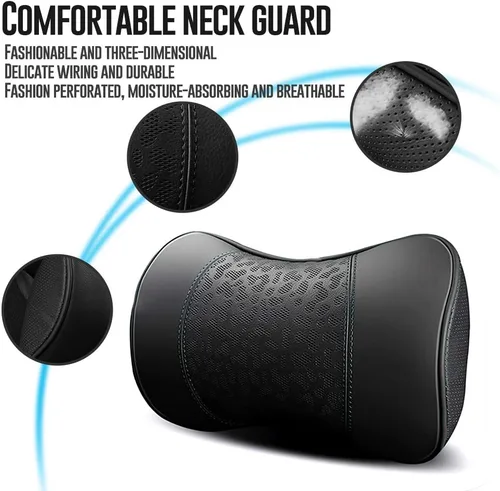 Vista 3 de HAOTULE Almohadas cervicales de cuero para automóvil, almohadillas para el cuello, 100% espuma viscoelástica, soporte cervical de espuma
