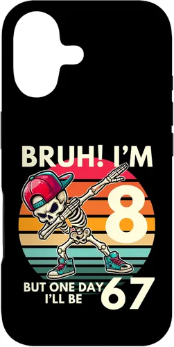 Vista 32 de Bruh I'm 8 But One-Day I'll Be 67 Retro 8th Birthday Kids Case for iPhone XR