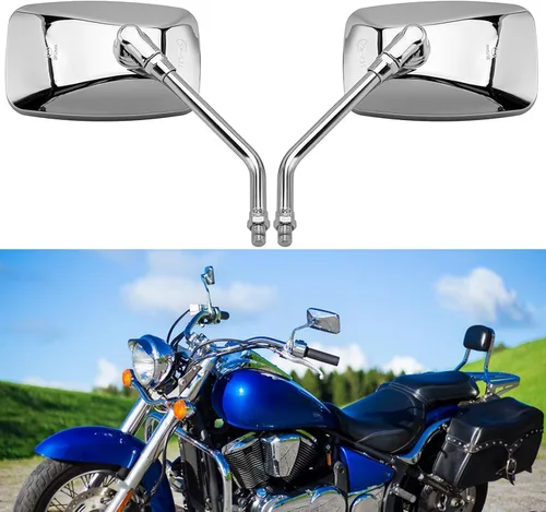 Vista 10 de Espejos laterales retrovisores para manillar de motocicleta, 0.394 in para Honda Sports Bike Cruiser Chopper Dirt Bike Scooter