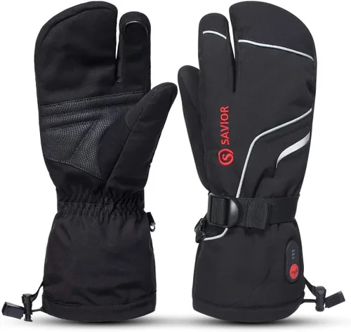 Vista 9 de Savior Heat ed Mitones para hombres y mujeres, guantes calefactables unisex recargables con batería eléctrica, guantes de esquí, guantes de invierno