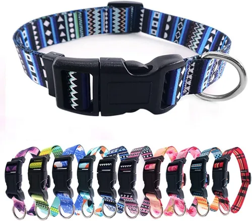 Vista 11 de Love Dream Collar de perro resistente con hebilla de liberación rápida ajustable con patrones geométricos florales para perros pequeños, medianos
