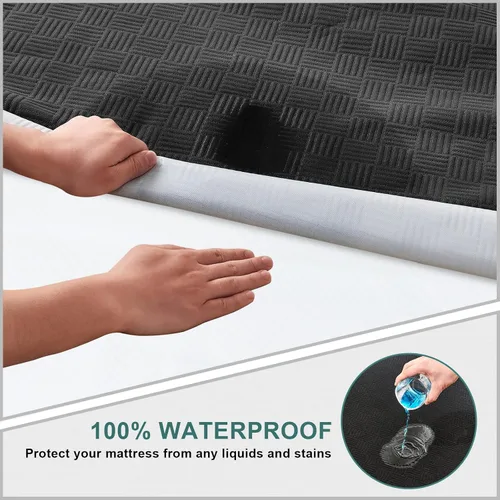 Vista 4 de Protector de colchón impermeable tamaño individual, funda de colchón de tela de aire 3D de alta calidad, suave, transpirable, sin ruido, funda