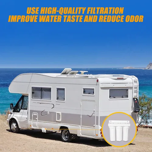 Vista 2 de Sistema de Filtro de Agua Externo para RV Filtro de Agua para RV Sistema de Almacenamiento Instalado con Soporte, Sistema de Filtración