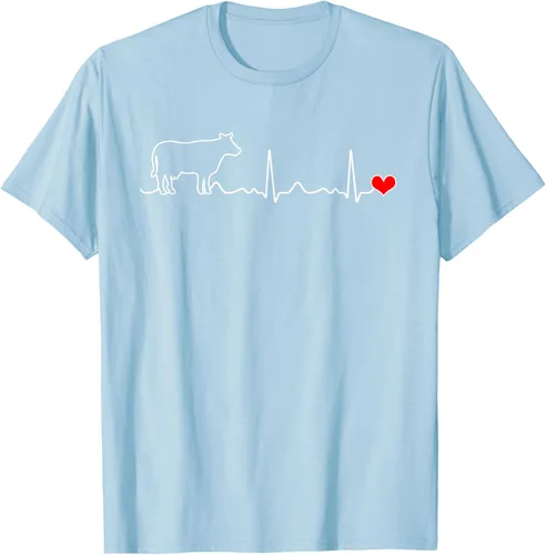 Vista 83 de Camiseta de paciente con corazón I Love My Cow Valve EKG Heartbeat Heart Pacient, Negro, S