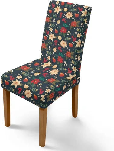 Vista 107 de Rnyleeg Fundas navideñas para sillas de comedor, fundas de asiento de comedor con estampado de campanas brillantes, juego de 1 funda suave y lavable