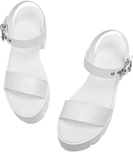 Vista 6 de READYSALTED Womens Chunky Platform Sandals Open Toe Ankle Strap Block Heeled Sandals with Adjustable Ankle Strap