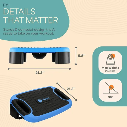Vista 5 de Lifepro - Tabla de equilibrio aeróbico 4 en 1 y plataforma de ejercicio escalonada, plataforma inclinada multifuncional, ajustable, antideslizante