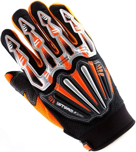 Vista 6 de Guantes de diseño de esqueleto, para motocross, moto BMX, MX, ATV, verde, S, Negro