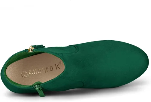 Vista 4 de Allegra K Botines de tacón grueso con cremallera lateral para mujer