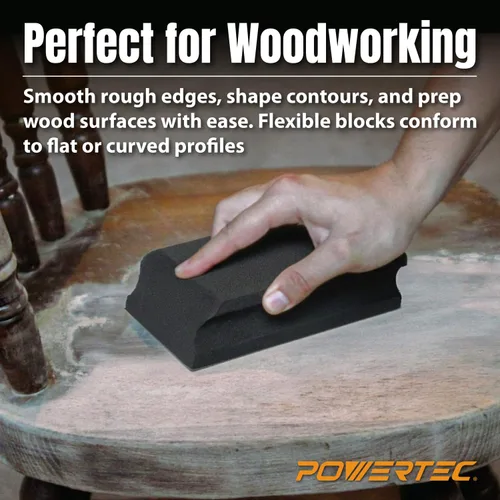 Vista 7 de POWERTEC 7-Piece PSA Sanding Block Kit, PE Foam (72560) Includes Assorted Profiles for Flat, Curved & Detailed Sanding, Compatible with PSA
