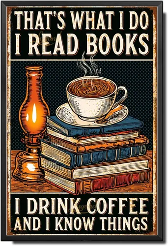 Vista 48 de Lygond Letrero de metal con texto en inglés «Bear That's What I Do I Drink Coffee I Hate People and I Know Things», decoración de invernadero