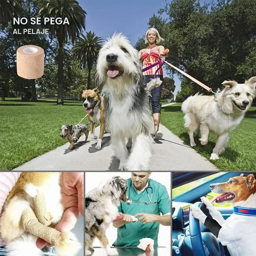 Vista 3 de Vendaje autoadhesivo, vendaje autoadherente, envoltura veterinaria para perros, vendajes cohesivos autoadhesivos para deportes, atletismo, primeros