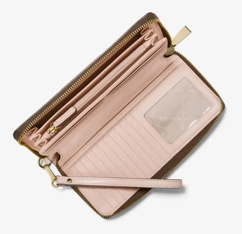 Vista 3 de Michael Kors Logo Stripe - Cartera continental grande, marrónrosa suave, MarrónRosa suave., Cartera Jet Set