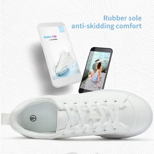 Vista 4 de Obtaom Zapatos deportivos de lona para mujer, con cordones, cómodos, zapatos de patinaje para mujer, zapatos casuales de tenis planos