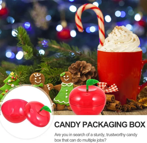Vista 6 de Ciieeo 8pcs Apple Shaped Favor Box Plastic Bobbing Apples Box Filled Bobbing Apple Containers for Party Christmas Decorations
