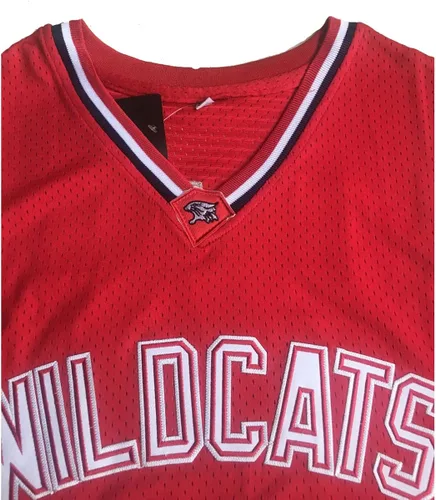 Vista 4 de Camiseta de baloncesto de Troy Bolton #14 Wildcats High School Basketball Jersey cosido rojo, camisetas de película Hip Hop
