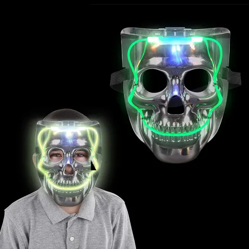 Vista 5 de The Dreidel Company Máscara doble iluminada de Halloween, accesorio de fiesta, recuerdo de fiesta, accesorios de atuendo, suministros de fiesta, 8
