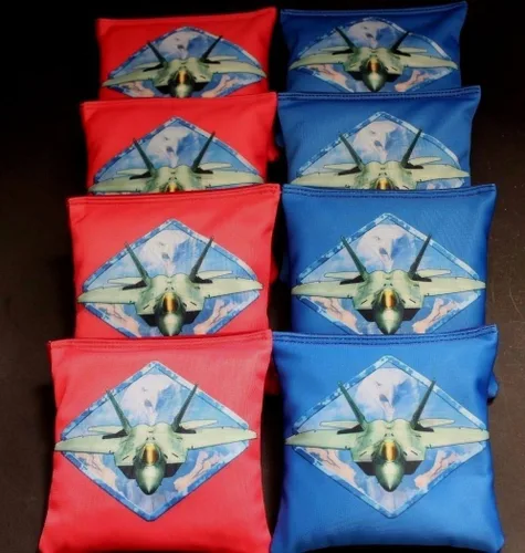 Vista 4 de BackYardGamesUSA Set of 8 Regulation Cornhole Bean Bags Made w Appalachian Mountaineers Fabric Style 120