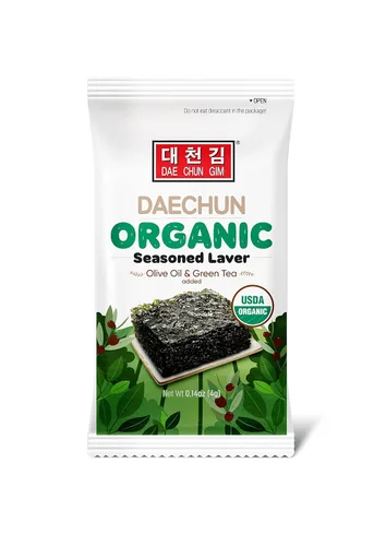 Vista 7 de CHOI's 1 Aceite de Oliva Orgánico y Snacks de Algas Verdes de Té / (Paquete de 20) / Producto de Corea/Kimbap, Gimbap, Orgánico, Aceite de Oliva