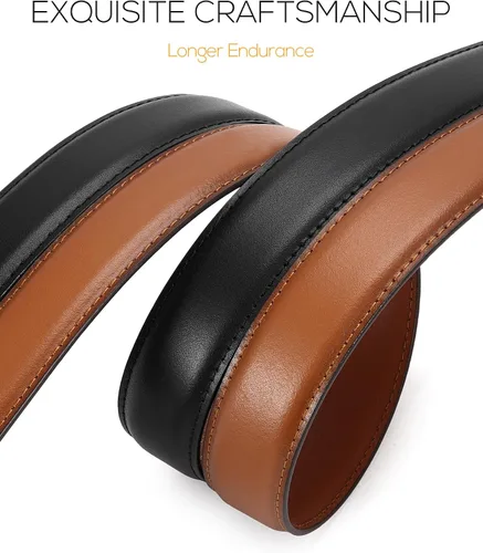 Vista 5 de CHAOREN Cinturón de vestir para hombre, 2 unidades, cinturón de cuero de 1 18 pulgadas para hombre, compañero perfecto para zapatos de vestir