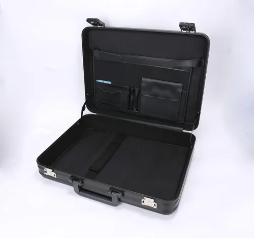 Vista 8 de Urecimy Maletín de metal, caja de herramientas de aluminio, maletín para cuaderno, Negro