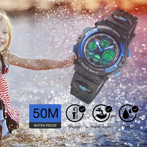 Vista 4 de cofuo Relojes para niños y niñas, multifunción, impermeable, para deportes al aire libre, aprendizaje digital, reloj de pulsera de aprendizaje