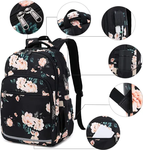 Vista 7 de Bluboon Mochila para mujer de 15.6 pulgadas, mochila para laptop de 15.6 Peonía