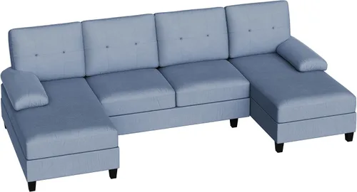 Vista 7 de Shintenchi Sofás seccionales de 106 pulgadas para sala de estar, sofá en forma de U con reposabrazos y respaldo gruesos, sofás modulares de 4