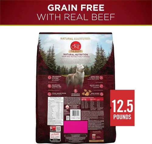 Vista 10 de Alimento para perro seca de Purina ONE Smartblend True Instinct sin cereales, fórmula llena de nutrientes, carne de res y camote