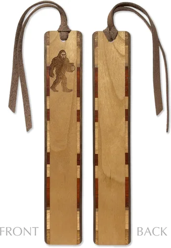 Vista 3 de Bigfoot Sasquatch - Marcapáginas de madera Grabado criptídico legendario Regalo para fanáticos de Bigfoot, excursionistas y amantes