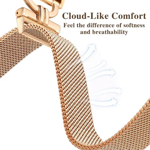 Vista 5 de Correas para Apple Watch para mujer de 1.575 pulgadas con funda protectora de pantalla, cierre magnético de acero inoxidable, correa para Apple Oro