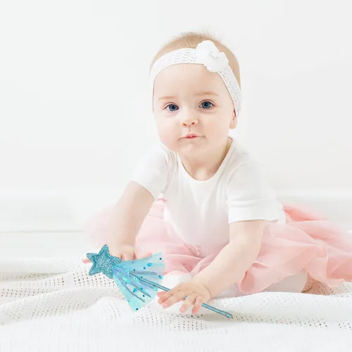 Vista 7 de PPXMEEUDC Kit de varita de princesa con purpurina 6 unidades varita mágica de estrella de hadas para disfraz de niña juego de rol cosplay fiesta