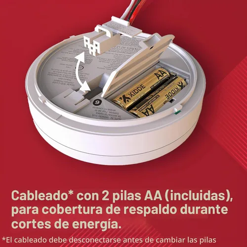 Vista 3 de Kidde Detector de humo y monóxido de carbono cableado, batería de reserva AA, interconectable, indicadores de luz de advertencia LED