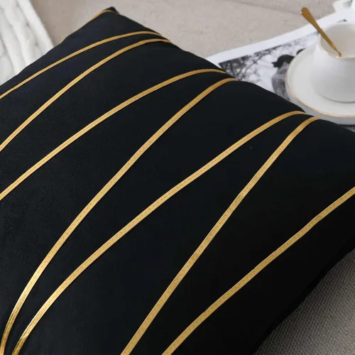 Vista 5 de WACOMECO - Juego de 2 fundas de cojín de terciopelo suaves, fundas decorativas para sofá, dormitorio, sala de estar, coche, 45,7 cm x 45,7 cm, negro