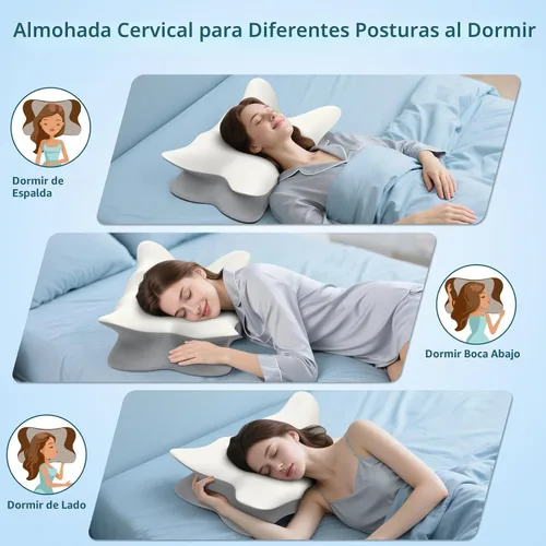 Vista 5 de Almohada cervical cervical para aliviar el dolor, almohada ergonómica para dormir de lado, almohadas de espuma viscoelástica para dormir, almohada