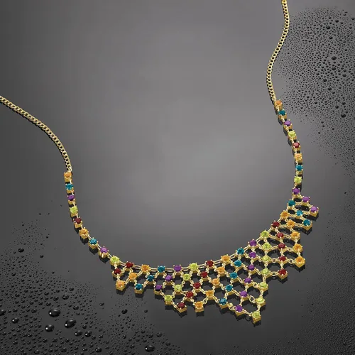 Vista 3 de Ross-Simons Collar con babero de piedras preciosas múltiples de 22.70 quilates en oro de 18 quilates sobre ley, Gema, multi