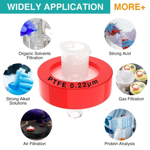 Vista 7 de SimPure Filtro de jeringa Membrana hidrofóbica de PTFE 100 PCS, tamaño de poro de 0.22um, diámetro de disco de 0.512 in, filtro de aguja HPLC y GC