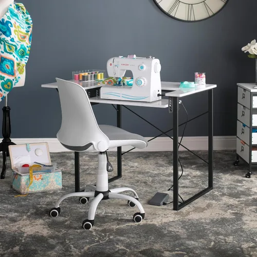 Vista 2 de Studio Designs - Silla giratoria plegable contorneada, silla de escritorio ergonómica con altura ajustable, respaldo plegable para almacenamiento
