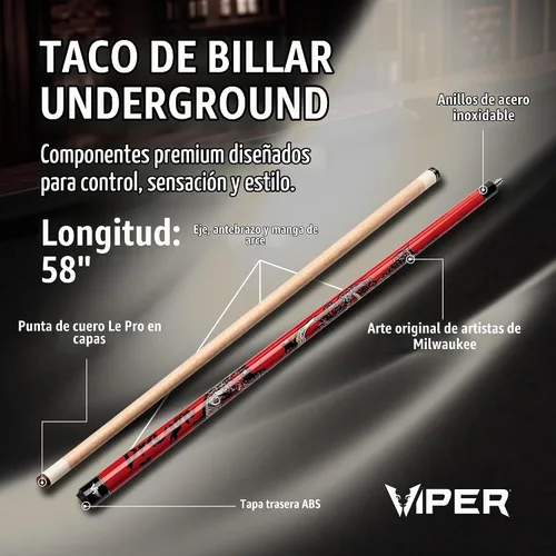 Vista 8 de Viper by GLD Products Underground 58" Pool Cue, 9 Styles, 18-21 Oz Dragón