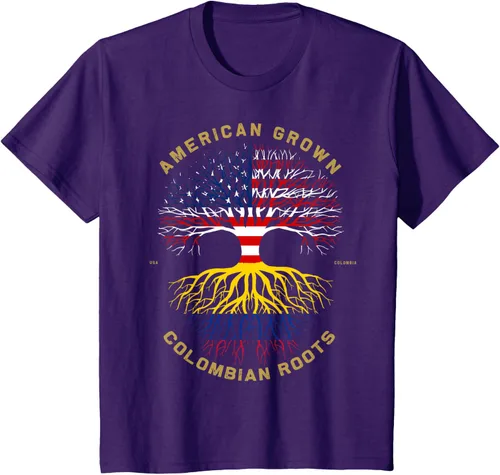 Vista 62 de Camiseta de regalo con la bandera de Estados Unidos con árbol de raíces colombianas